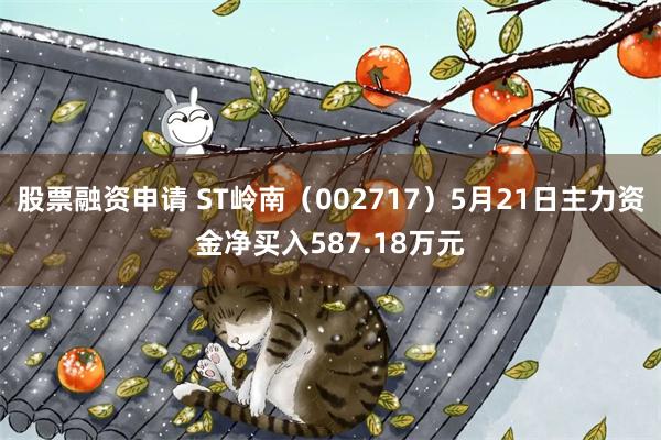 股票融资申请 ST岭南（002717）5月21日主力资金净买入587.18万元