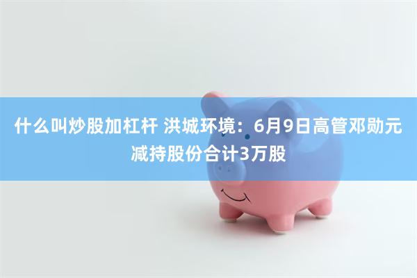 什么叫炒股加杠杆 洪城环境：6月9日高管邓勋元减持股份合计3万股