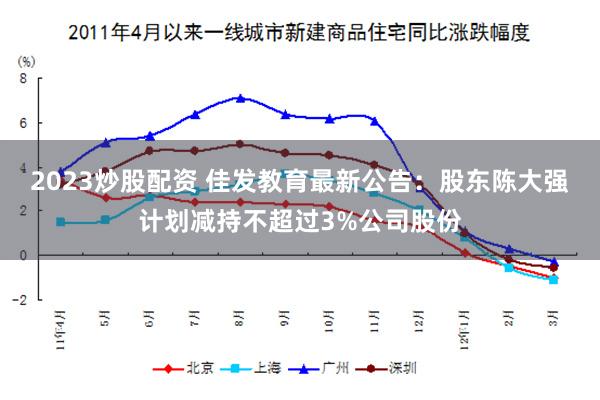 2023炒股配资 佳发教育最新公告：股东陈大强计划减持不超过3%公司股份