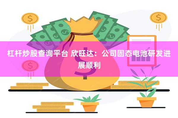 杠杆炒股查询平台 欣旺达：公司固态电池研发进展顺利