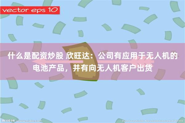 什么是配资炒股 欣旺达：公司有应用于无人机的电池产品，并有向无人机客户出货