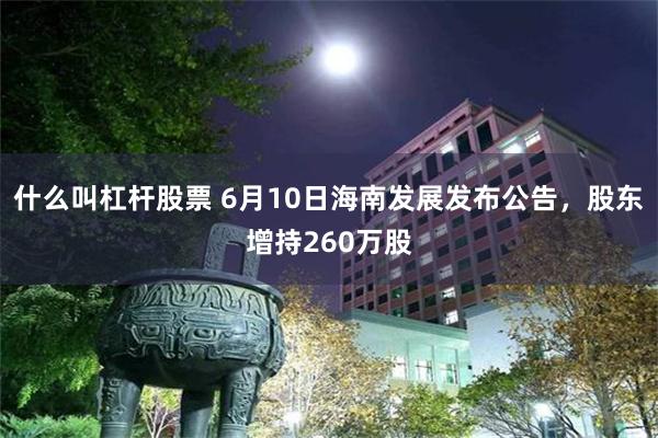 什么叫杠杆股票 6月10日海南发展发布公告，股东增持260万股