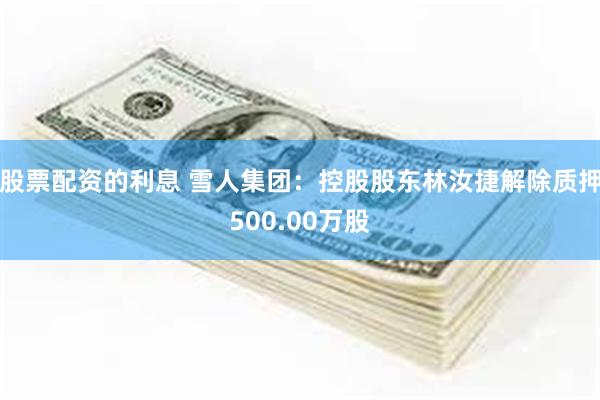 股票配资的利息 雪人集团：控股股东林汝捷解除质押500.00万股