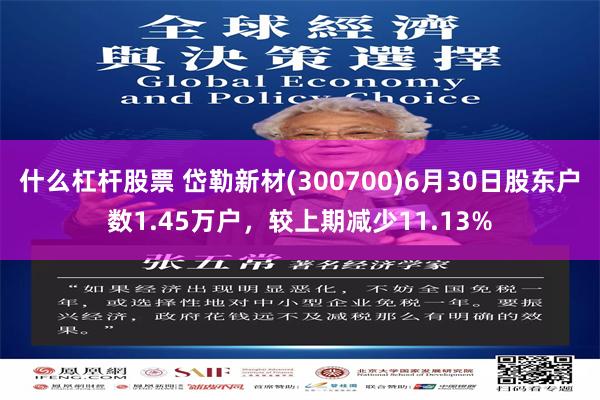 什么杠杆股票 岱勒新材(300700)6月30日股东户数1.45万户，较上期减少11.13%