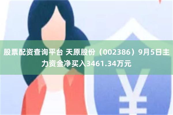 股票配资查询平台 天原股份（002386）9月5日主力资金净买入3461.34万元