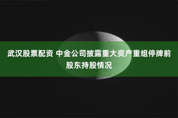 武汉股票配资 中金公司披露重大资产重组停牌前股东持股情况