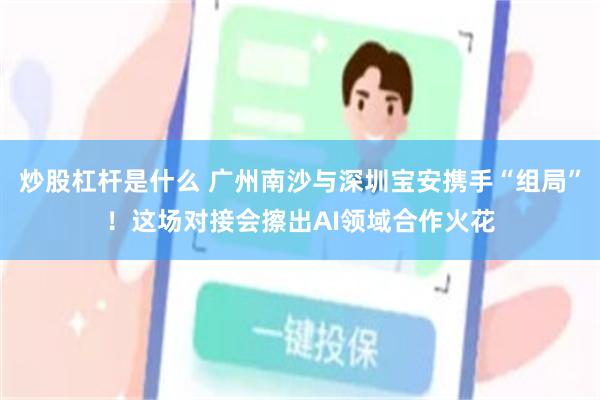 炒股杠杆是什么 广州南沙与深圳宝安携手“组局”！这场对接会擦出AI领域合作火花