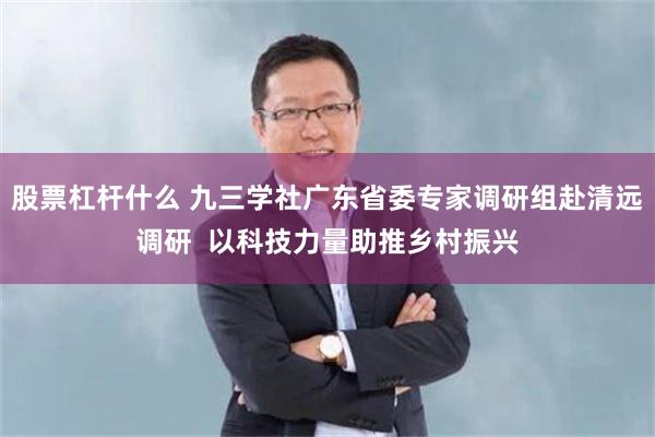 股票杠杆什么 九三学社广东省委专家调研组赴清远调研  以科技力量助推乡村振兴