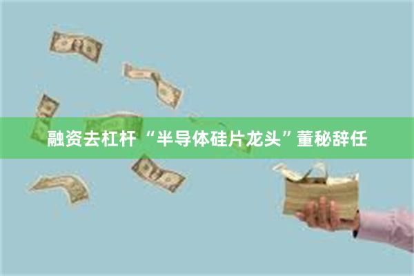 融资去杠杆 “半导体硅片龙头”董秘辞任